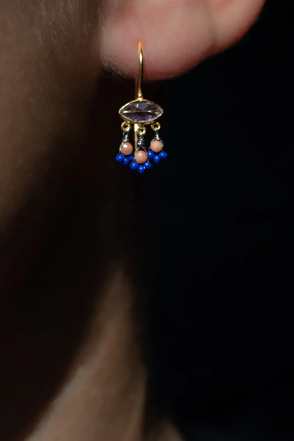 Le Fourbi de Capucine P55 boucles d'oreilles améthyste grenat