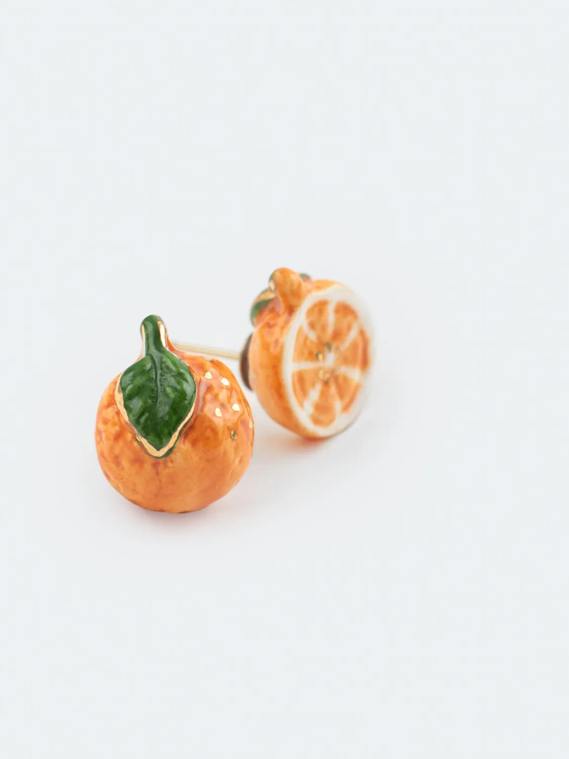 Nach Bijoux Boucles puces orange fruit porcelaine 1,4 cm