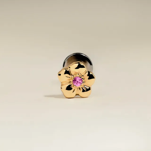 Astrid & Miyu Hibiscus clou piercing titane doré