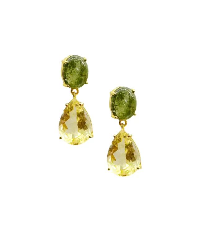Le Fourbi de Capucine G30A boucles d'oreilles tourmaline doré