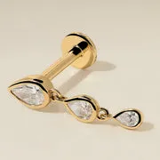 Astrid & Miyu Diamond Pear Drop Stud puces or massif