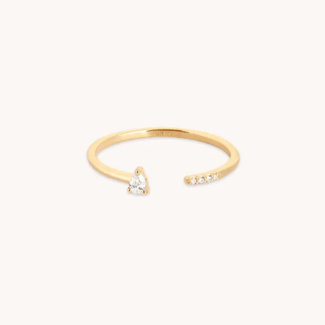 Astrid & Miyu Diamond Pear bague ouverte or massif diamant