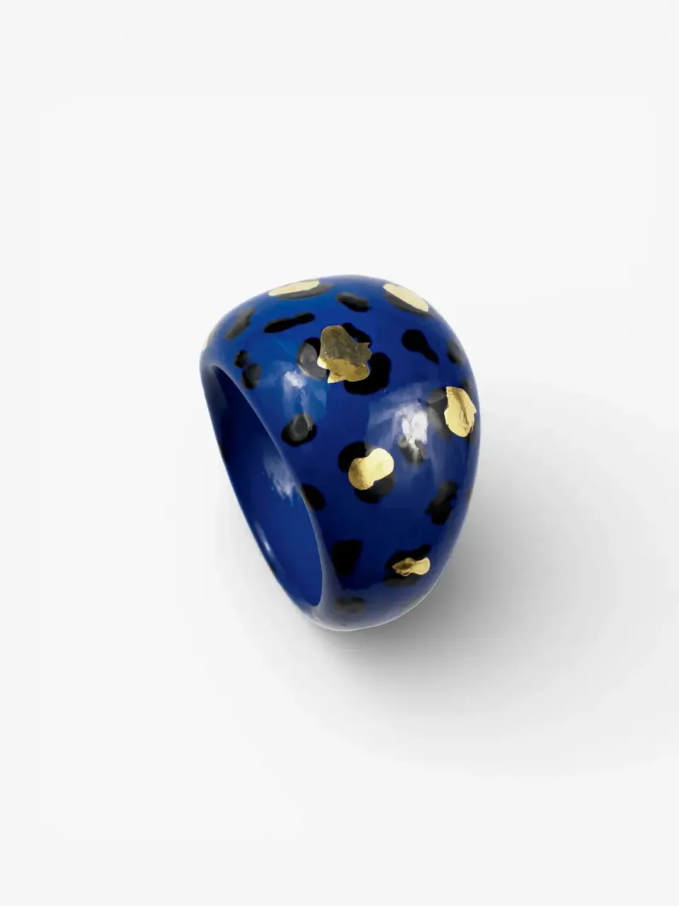 Nach Bijoux Léopard bleu doré bague porcelaine