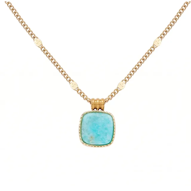 Nao de Paris Vintage collier amazonite acier doré