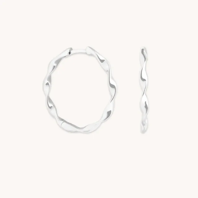 Astrid & Miyu Twist Large Hoops boucles d’oreilles or blanc torsadé