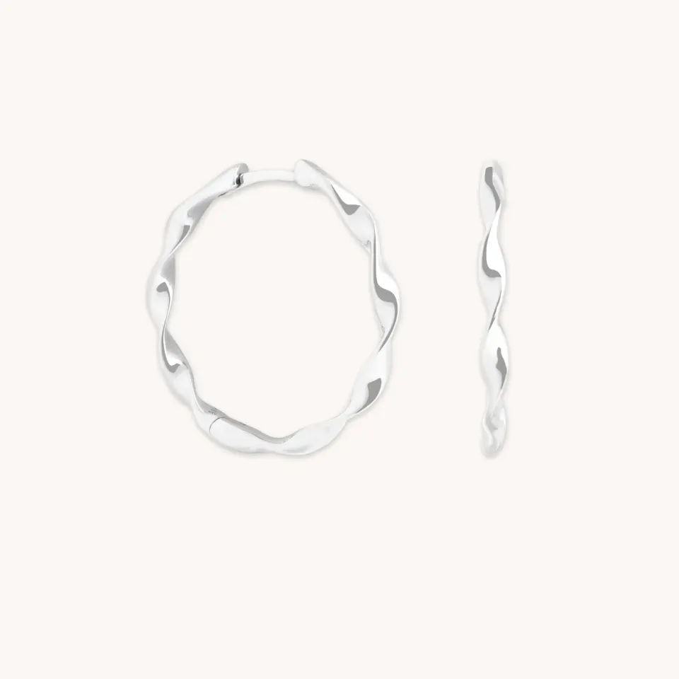 Astrid & Miyu Twist Large Hoops boucles d’oreilles or blanc torsadé