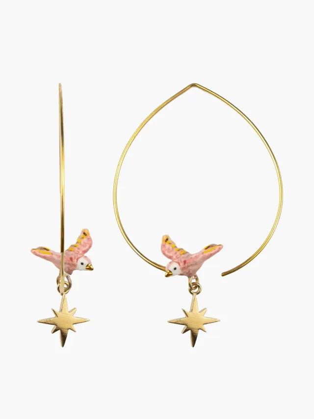 Nach Bijoux Cosmic moyennes créoles colombe rose étoile