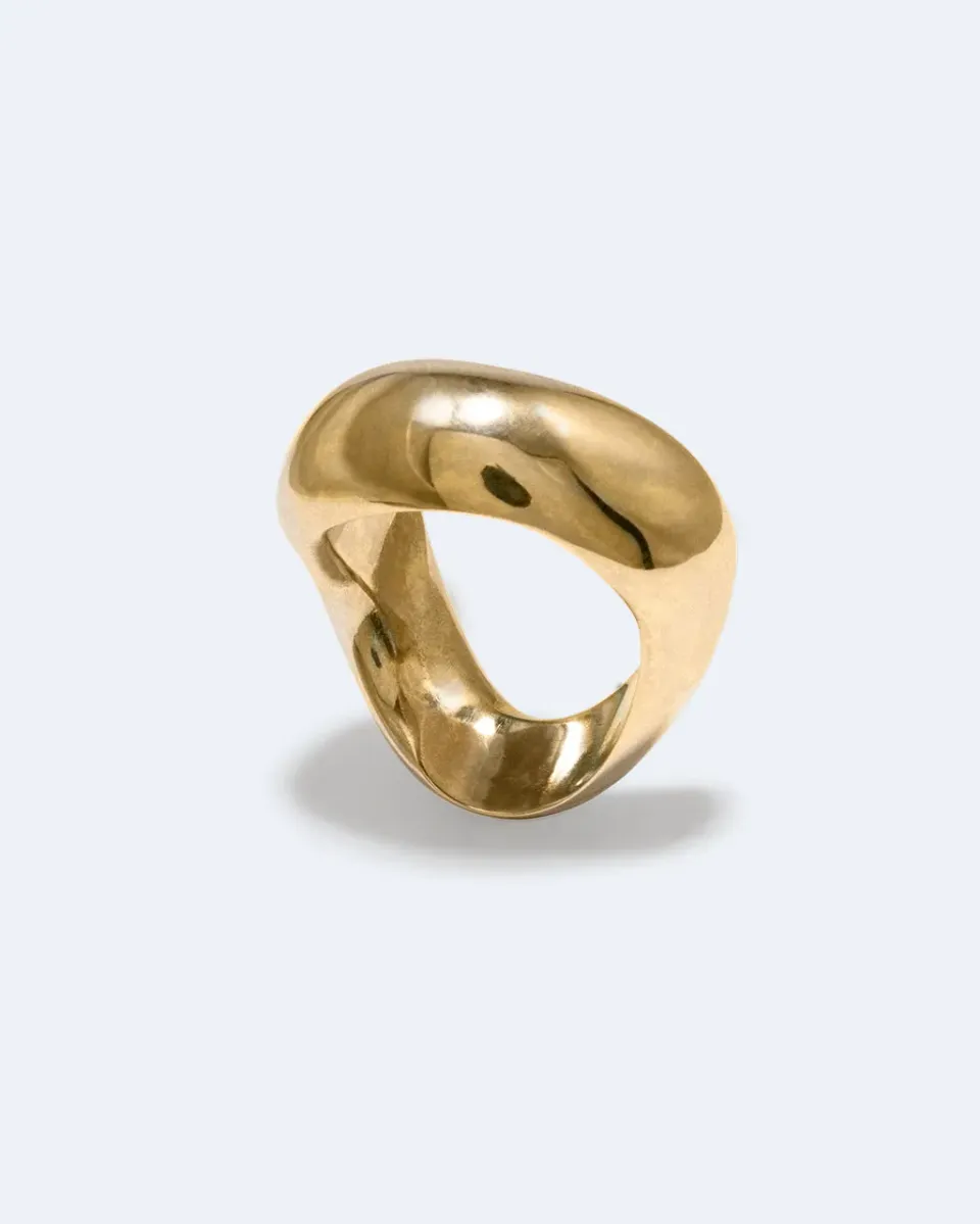 Completedworks Post-Capital bague plaqué or taille L