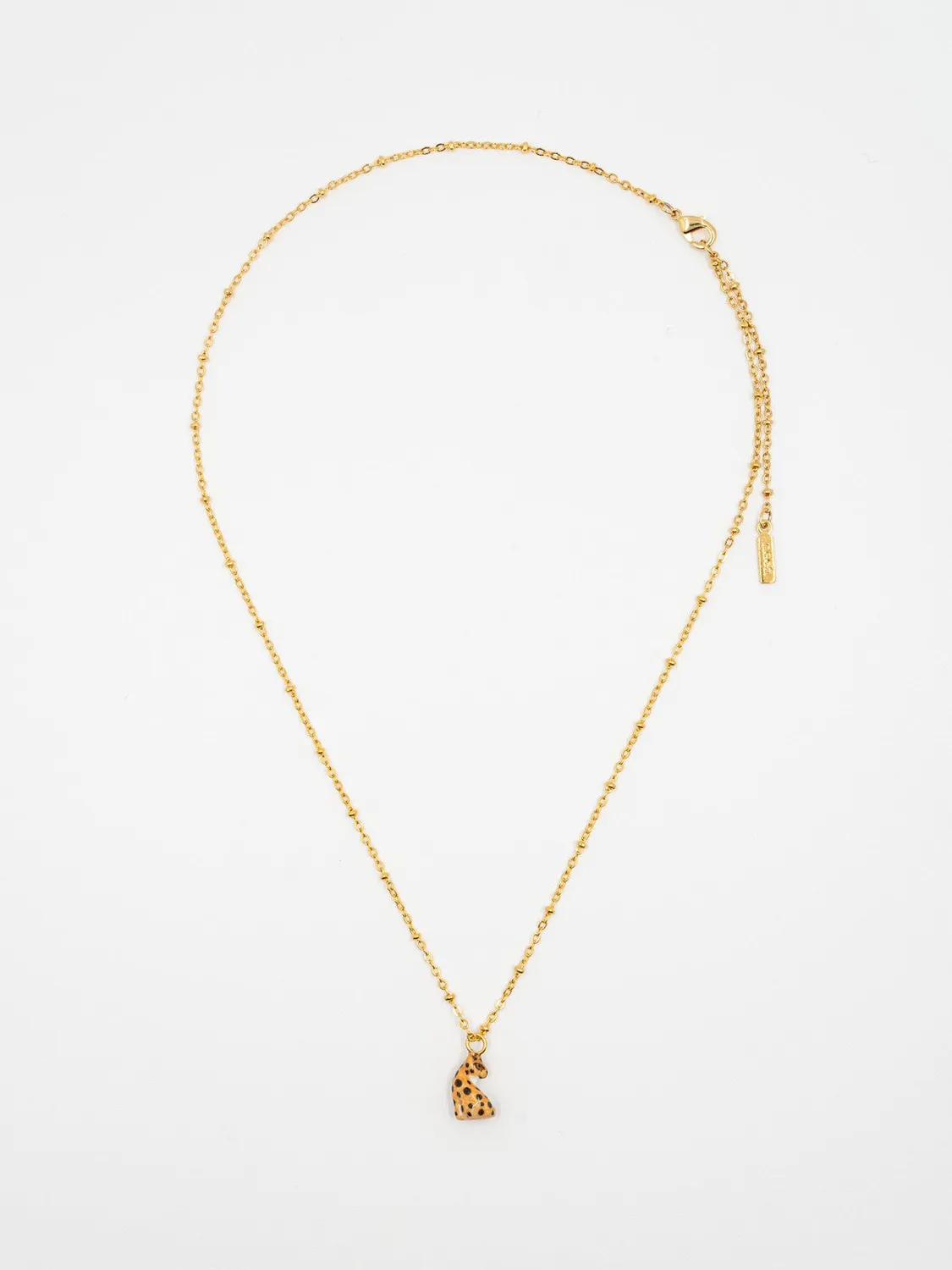 Nach Bijoux léopard assis collier porcelaine perles verre
