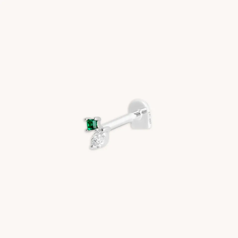 Astrid & Miyu Diamond Emerald Pear piercing or blanc