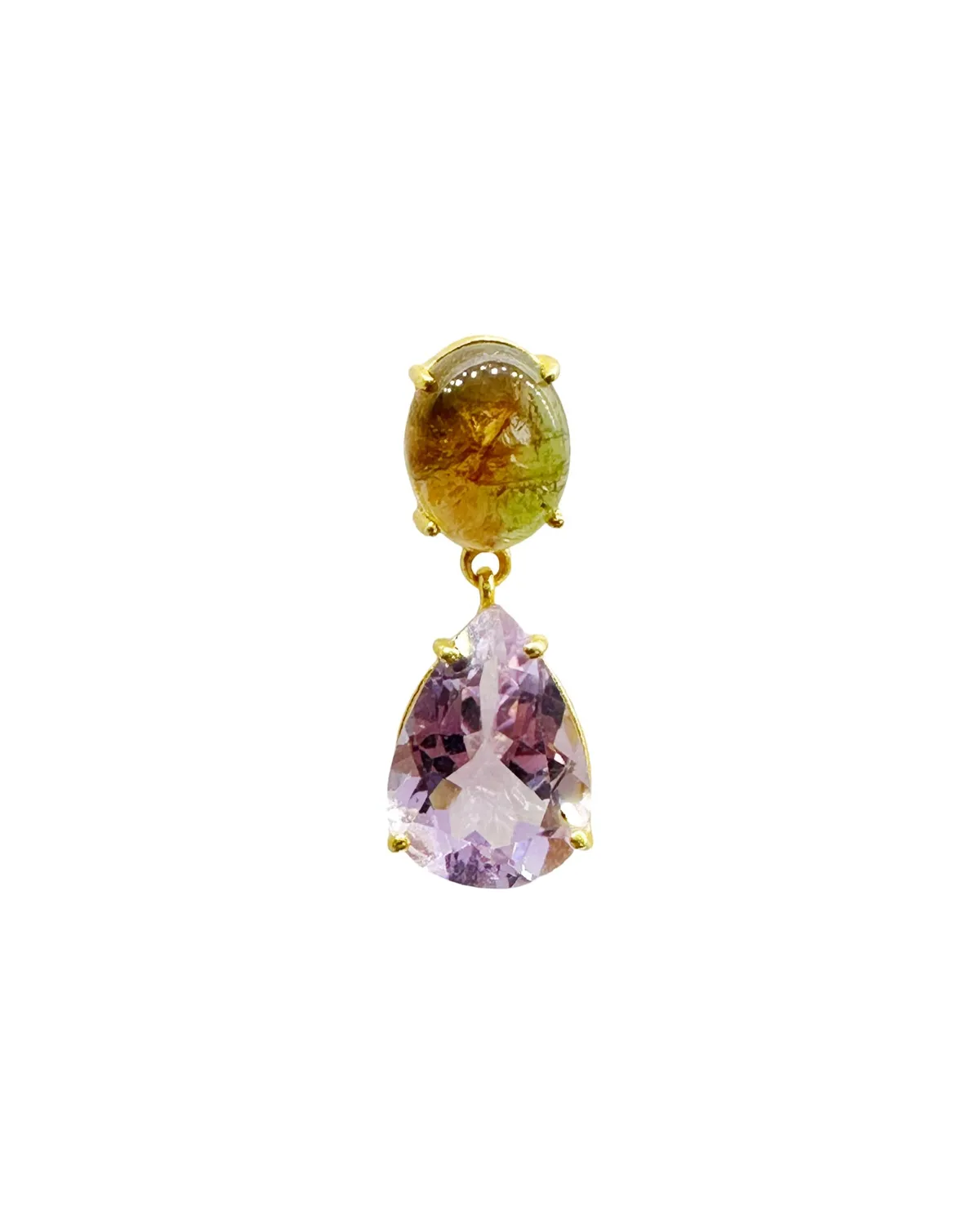 Le Fourbi de Capucine G30B boucles d'oreilles argent doré citrine