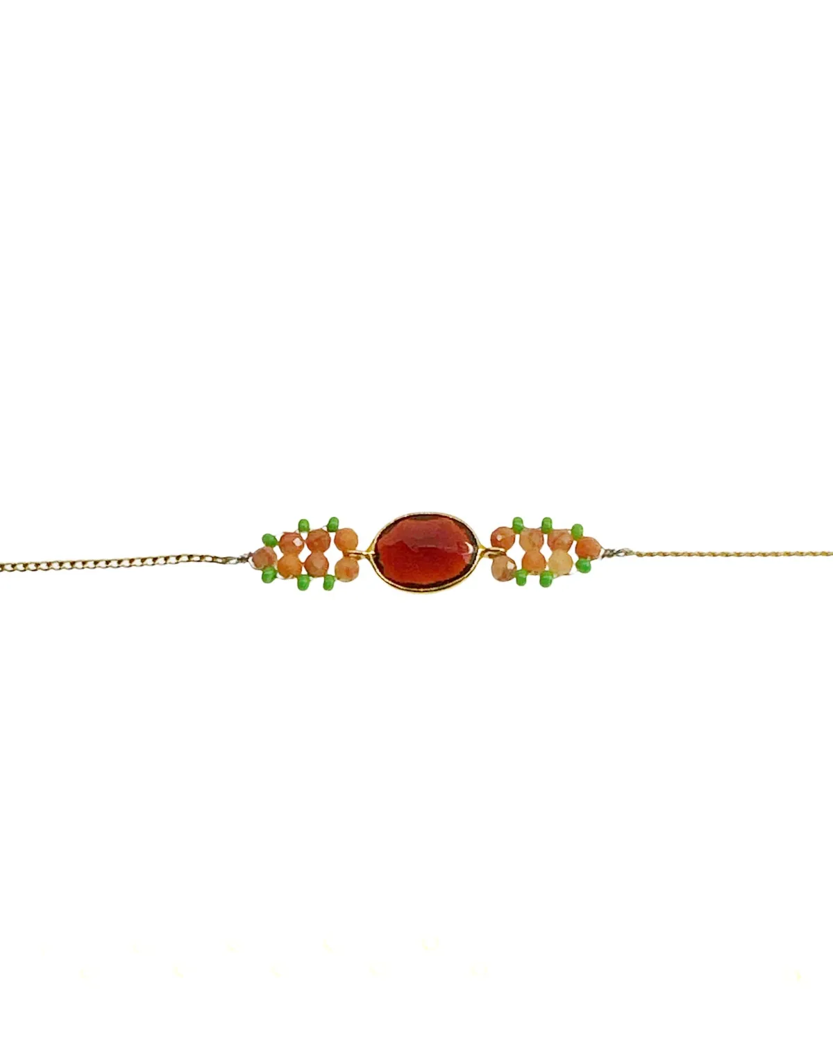 Le Fourbi de Capucine P31 bracelet laiton doré rhodocrosite
