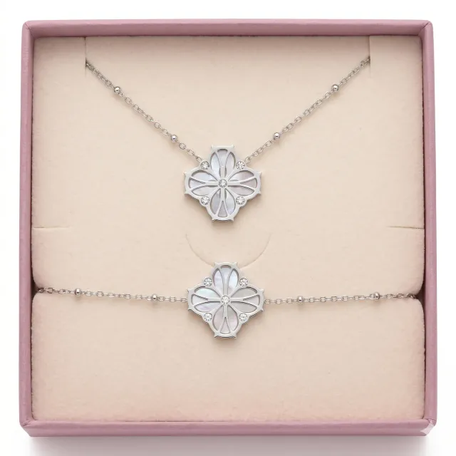 Nao de Paris Fleur Nouvelle coffret collier bracelet acier