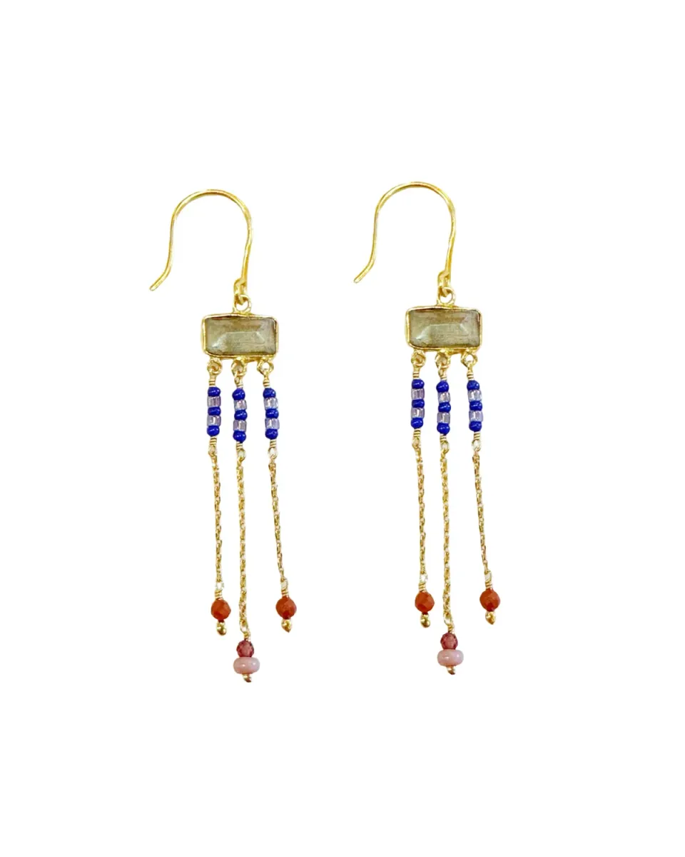 Le Fourbi de Capucine N58 boucles d'oreilles laiton doré labradorite