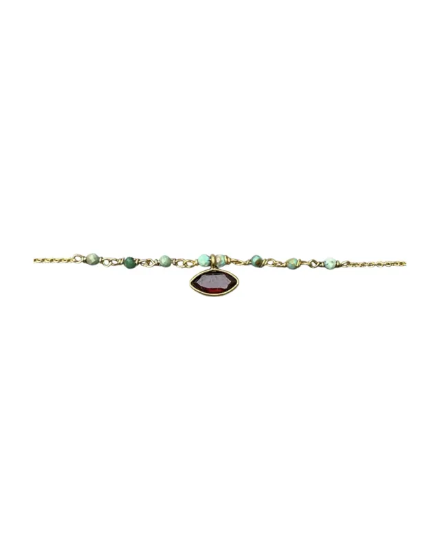 Le Fourbi de Capucine LF124 bracelet grenat turquoise doré
