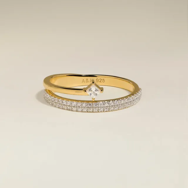 Astrid & Miyu Pavé Crystal Illusion bague dorée pavé