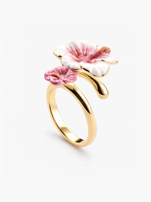 Nach Bijoux FaceToFace hibiscus bague ajustable porcelaine