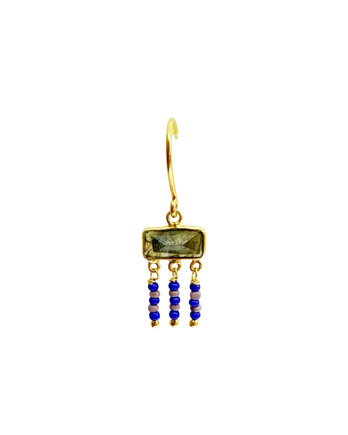 Le Fourbi de Capucine N55 boucles d'oreilles labradorite verre 3 cm