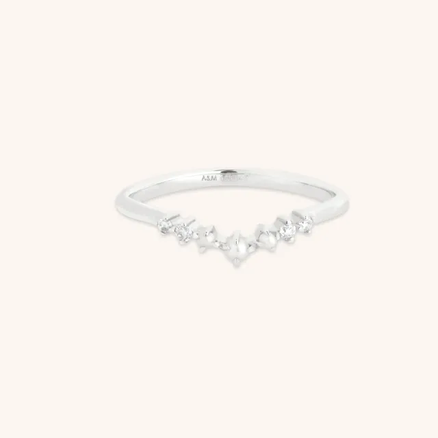 Astrid & Miyu Diamond & Pearl Band bague or blanc diamant