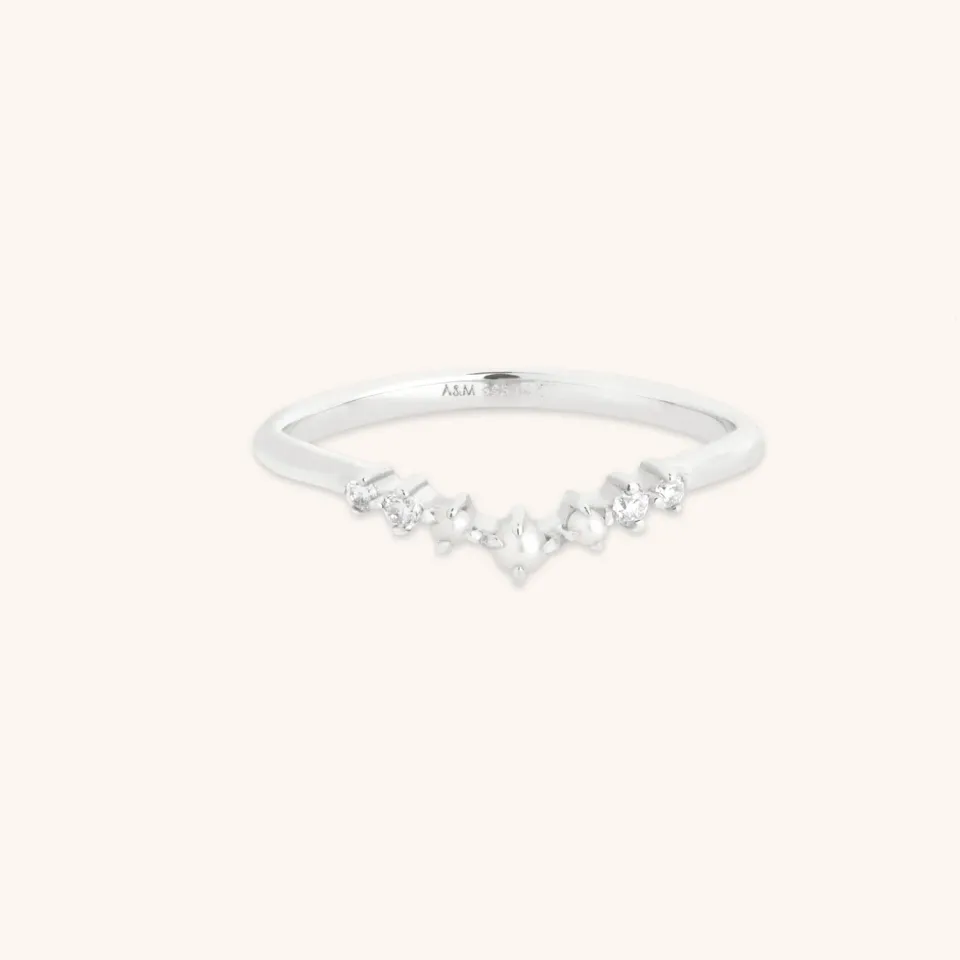 Astrid & Miyu Diamond & Pearl Band bague or blanc diamant