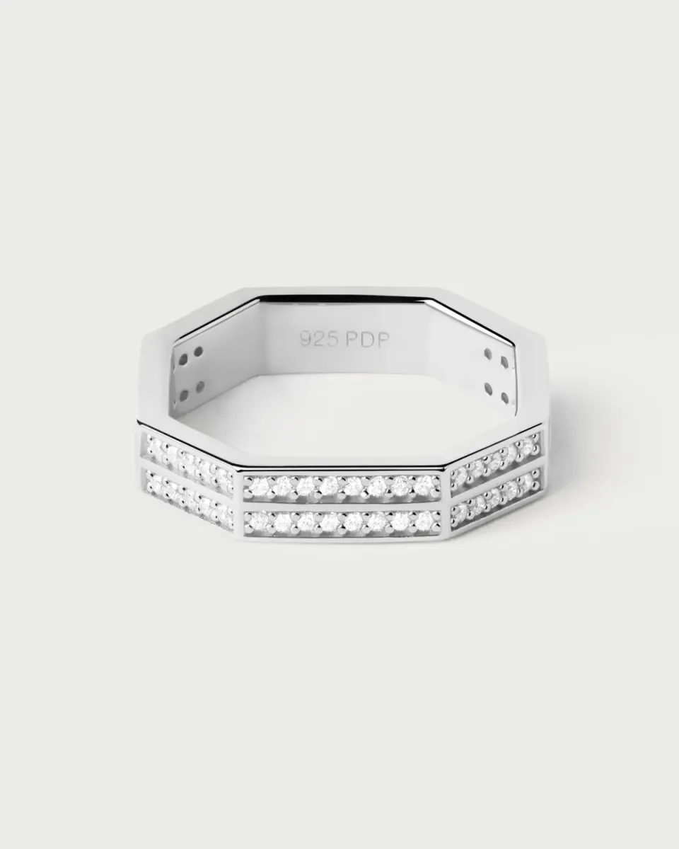 PDPAOLA Olympia bague argent zirconia blanche taille 8-18