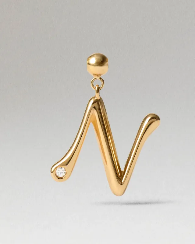 PDPAOLA Initial N charm lettre zirconia blanche
