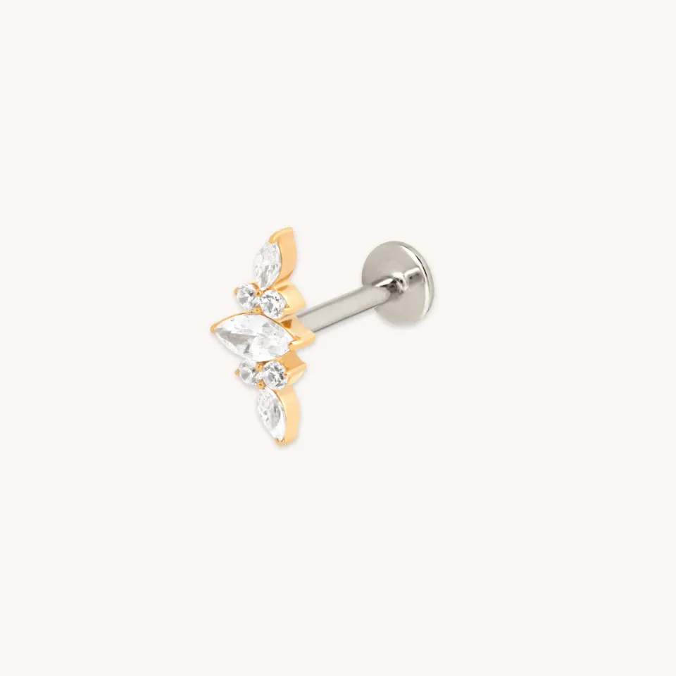 Astrid & Miyu Crystal Cluster piercing grappe doré titane