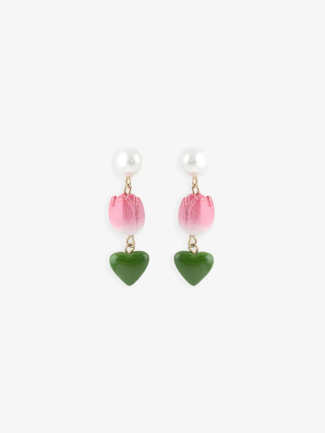Nach Bijoux Pendante perle tulipe et cœur boucles doreilles nacre