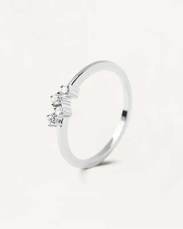 PDPAOLA Quatre bague argent zircones blanches