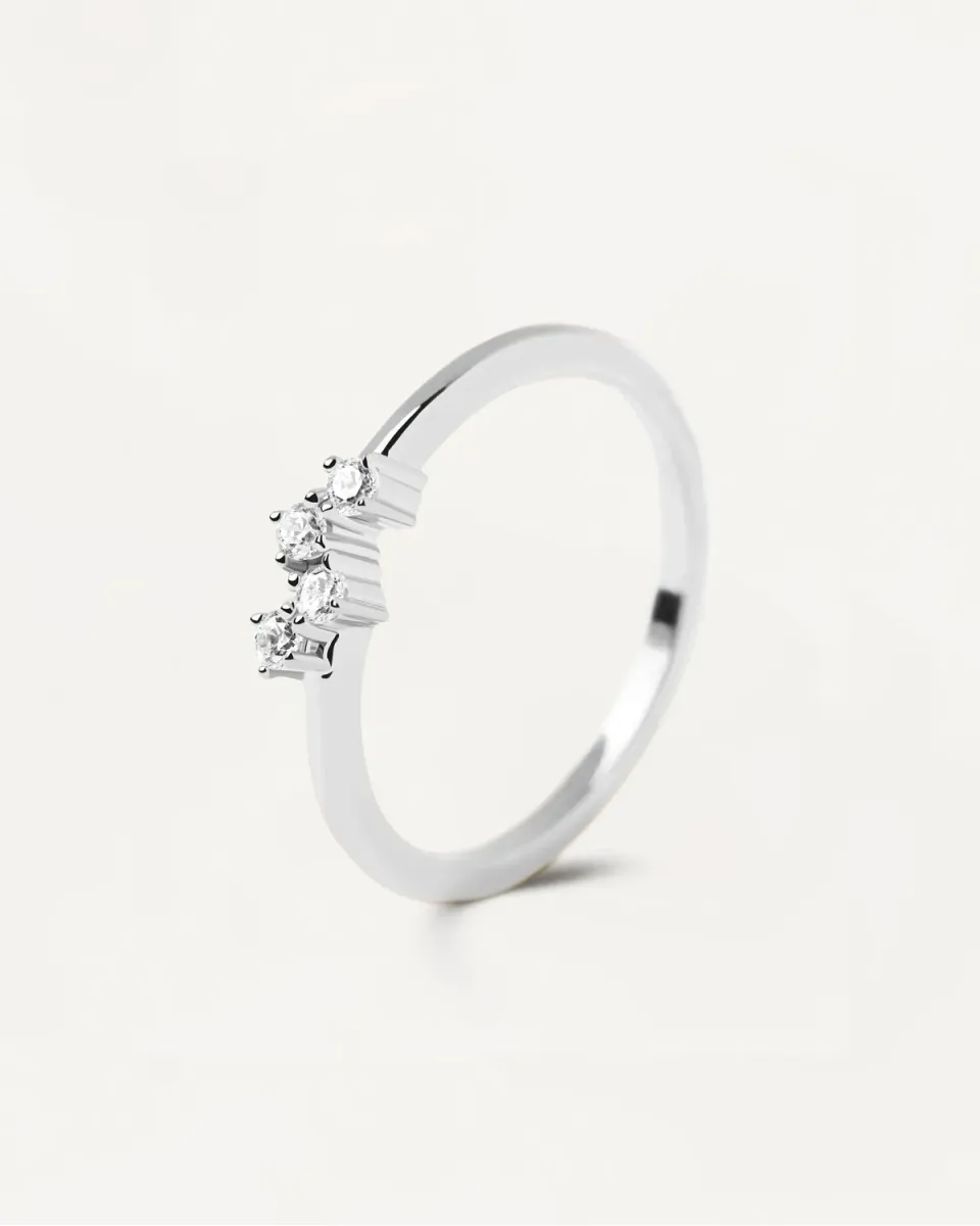 PDPAOLA Quatre bague argent zircones blanches