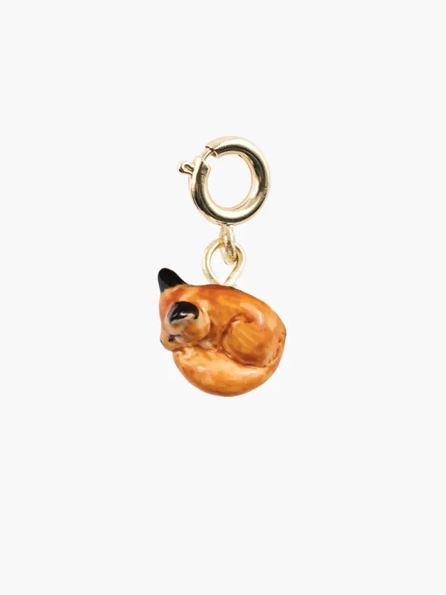 Nach Bijoux renard endormi charm porcelaine dorée