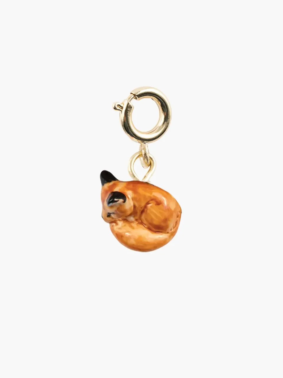 Nach Bijoux renard endormi charm porcelaine dorée