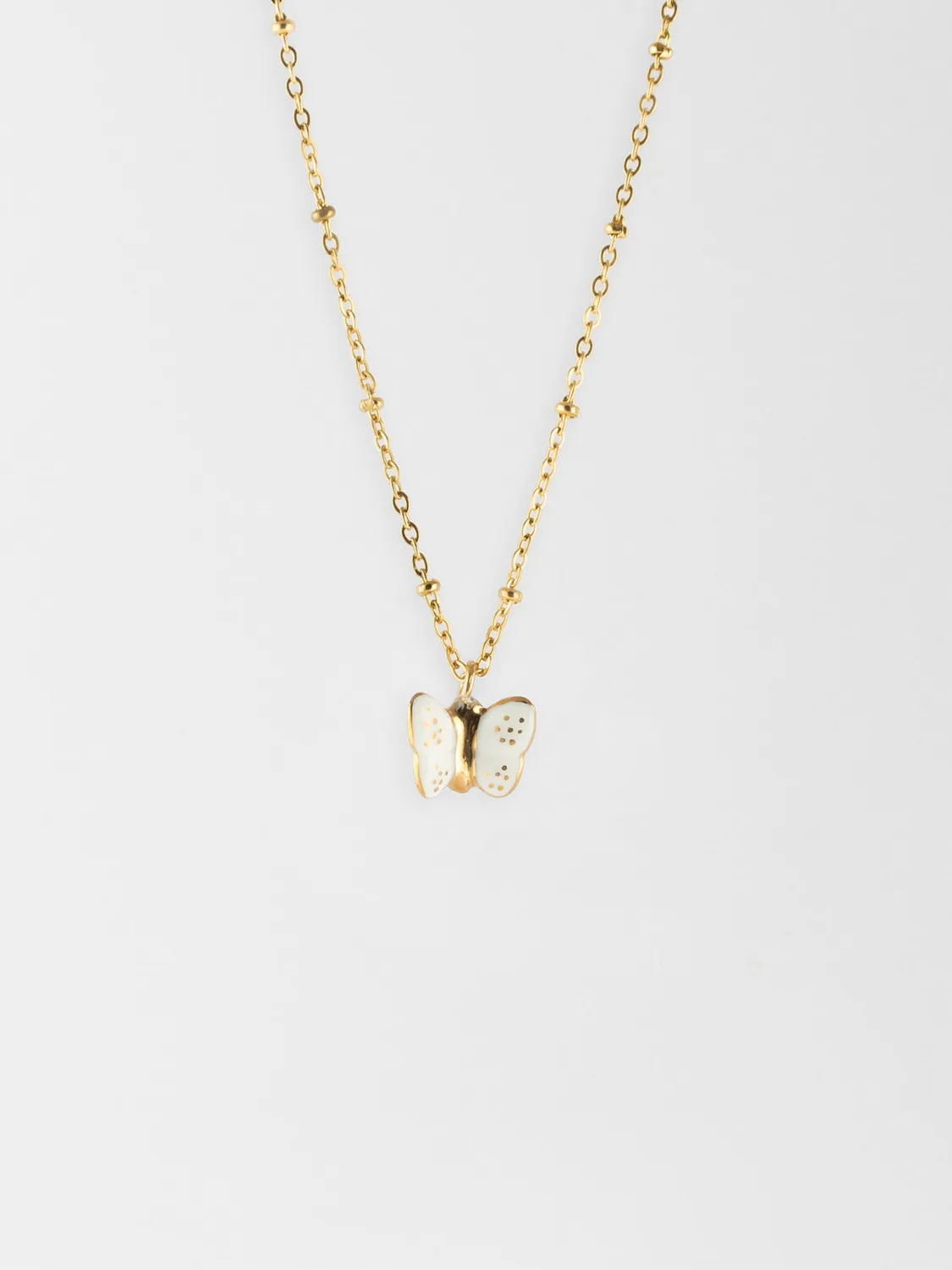 Nach Bijoux Papillon collier porcelaine verre doré