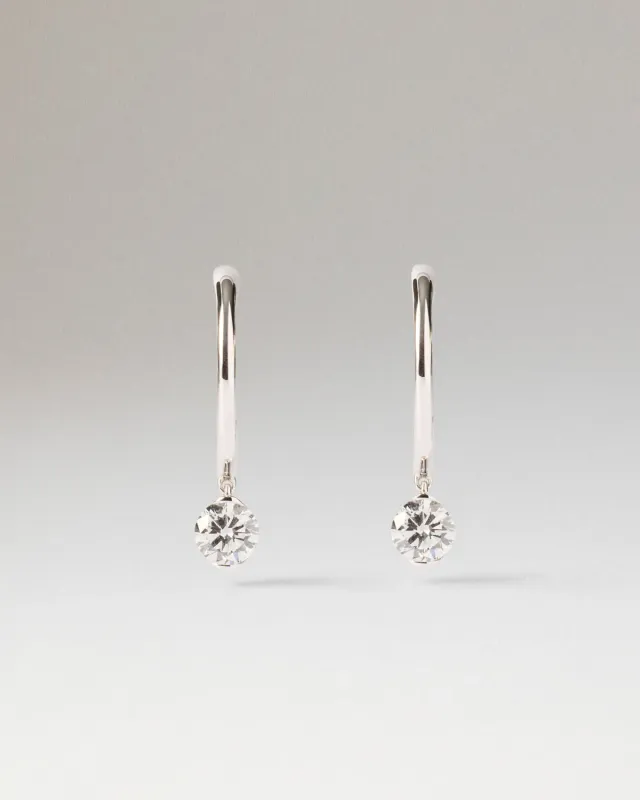 PDPAOLA Grace Mini créoles diamants or blanc 18 carats