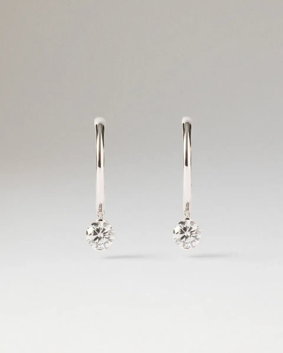 PDPAOLA Grace Mini créoles diamants or blanc 18 carats