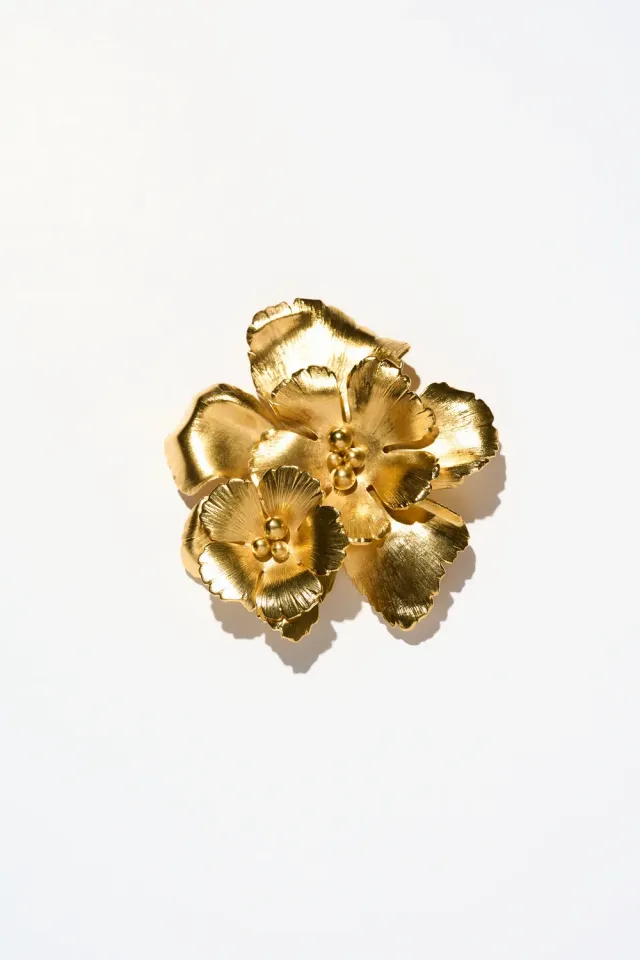 Philippe Ferrandis Magnolia broche fleurs d'or 6x5,5 cm