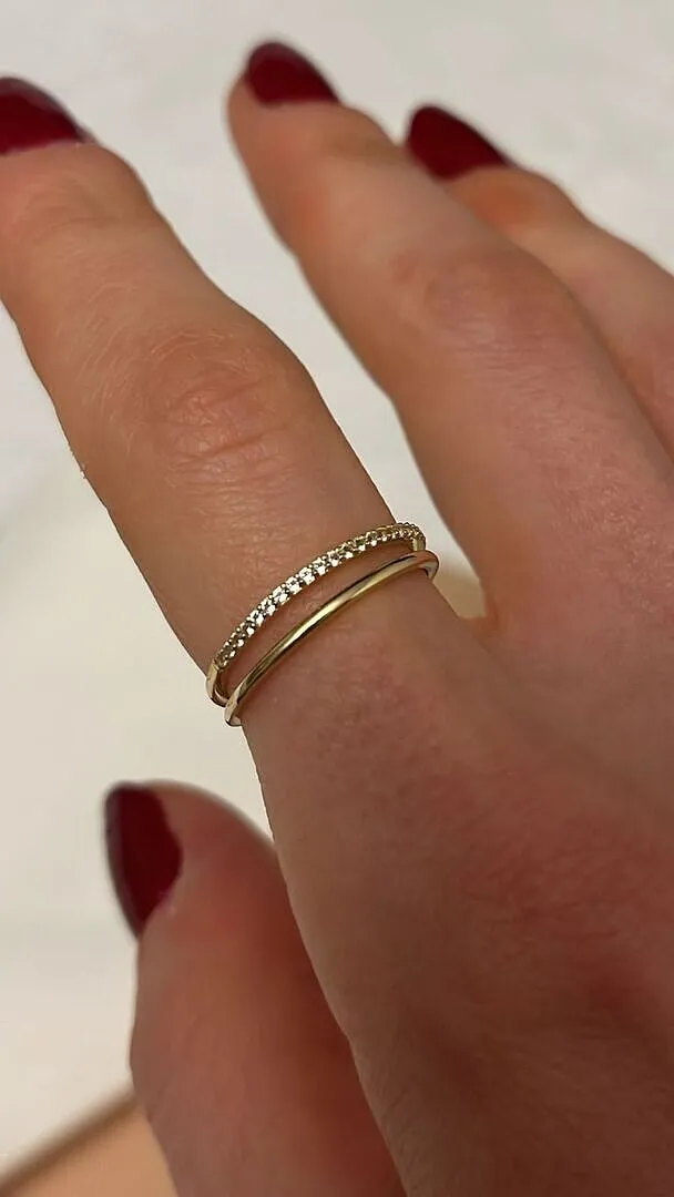 Astrid & Miyu Illusion Topaz Band bague or massif