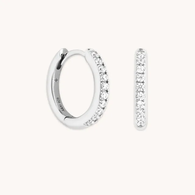 Astrid & Miyu Essential Crystal Small Hoops boucles argent strass