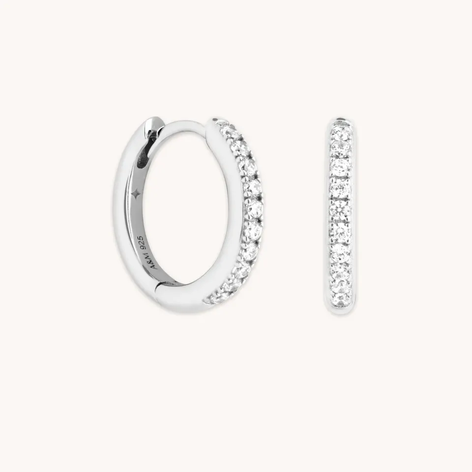 Astrid & Miyu Essential Crystal Small Hoops boucles argent strass