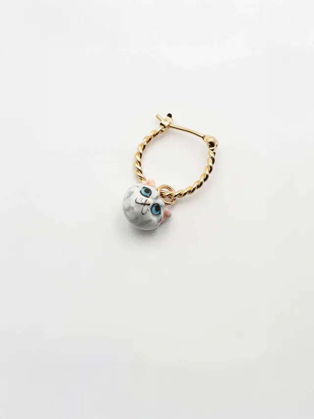 Nach Bijoux Chat tabby mini créole boucle d'oreille à l'unité dorée