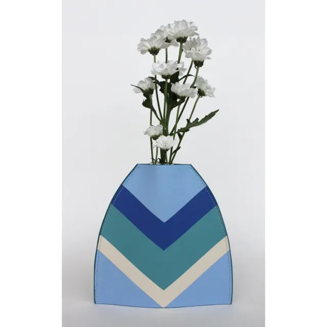 Drelin vase en cuir marqueterie avec tube pour bouquets frais