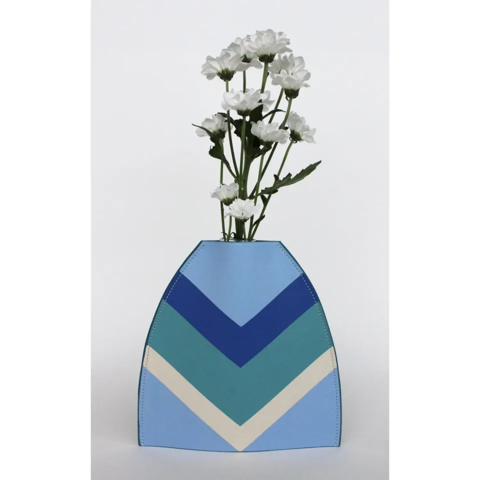 Drelin vase en cuir marqueterie avec tube pour bouquets frais