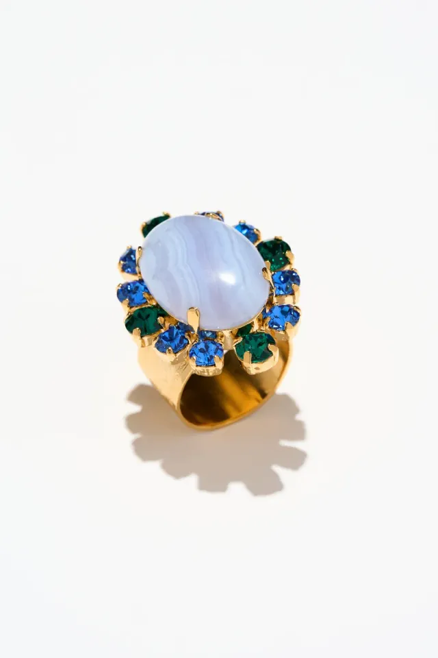 Philippe Ferrandis Castiglione bague ajustable malachite