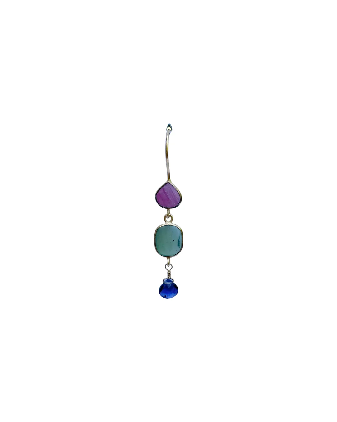 Le Fourbi de Capucine LF59 boucles d'oreilles laiton doré aventurine