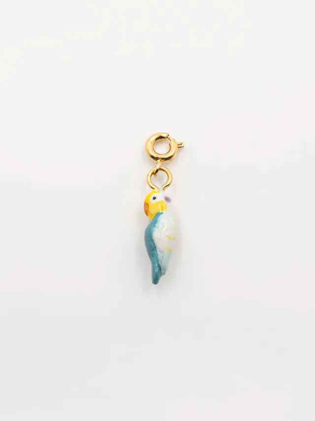 Nach Bijoux charms perroquet bleu porcelaine 1,5 cm doré
