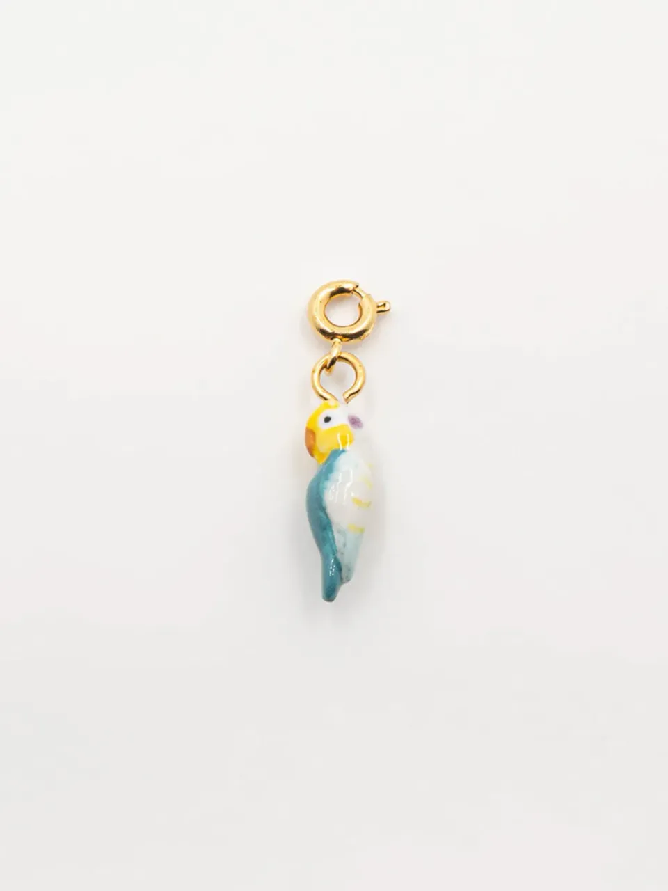 Nach Bijoux charms perroquet bleu porcelaine 1,5 cm doré