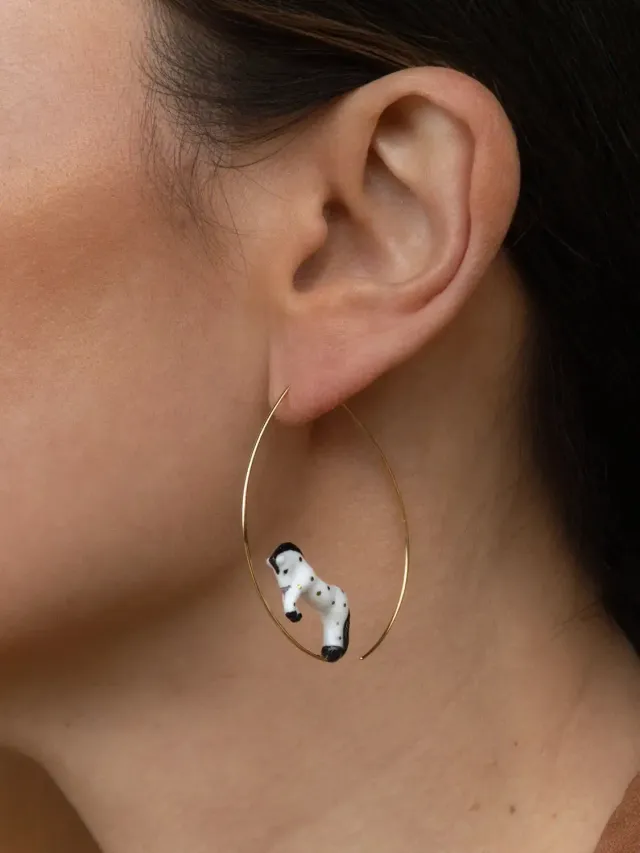 Nach Bijoux Cheval blanc grandes créoles porcelaine 2 g