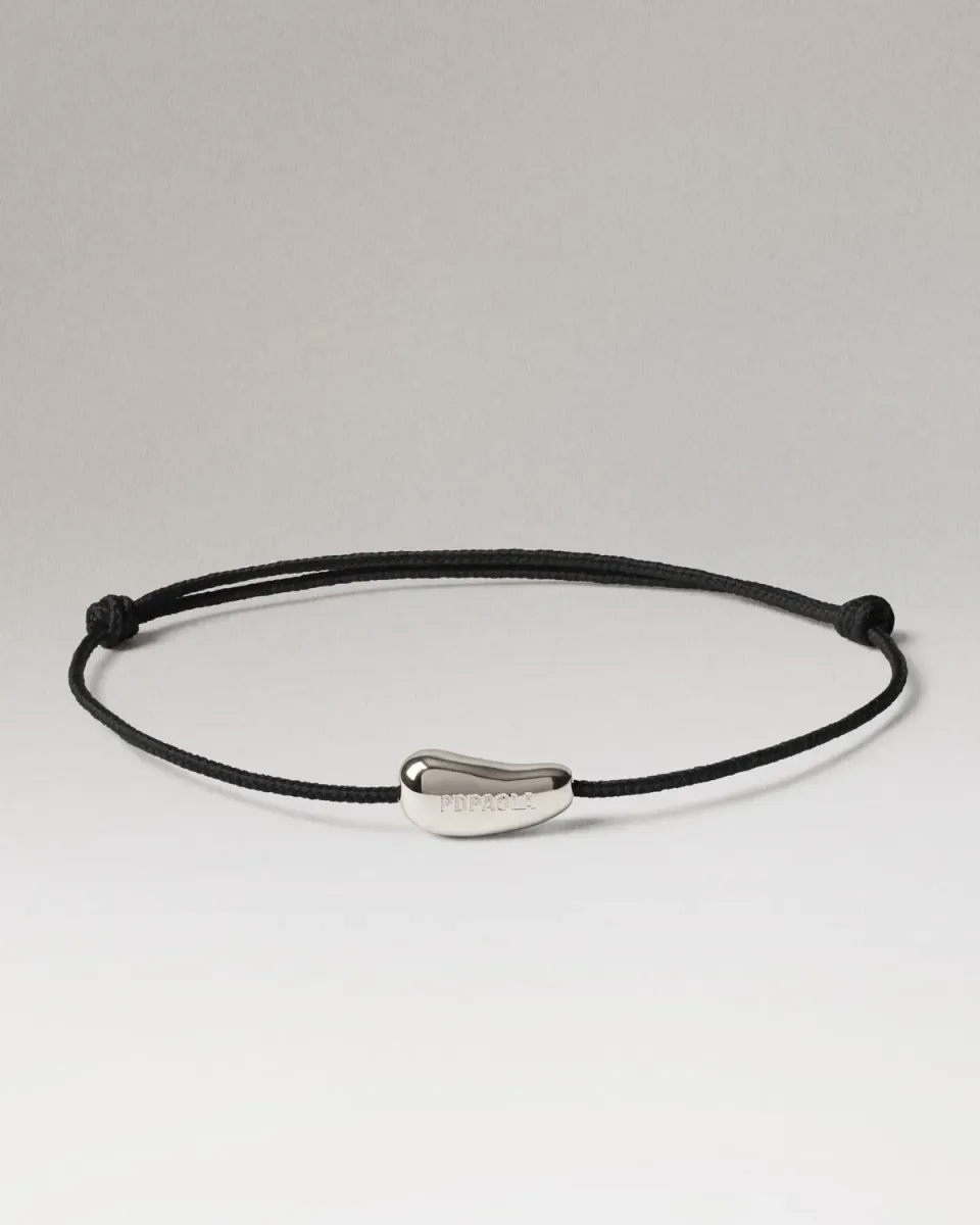 PDPAOLA Rodeo Bracelet Cordon Noir Argent