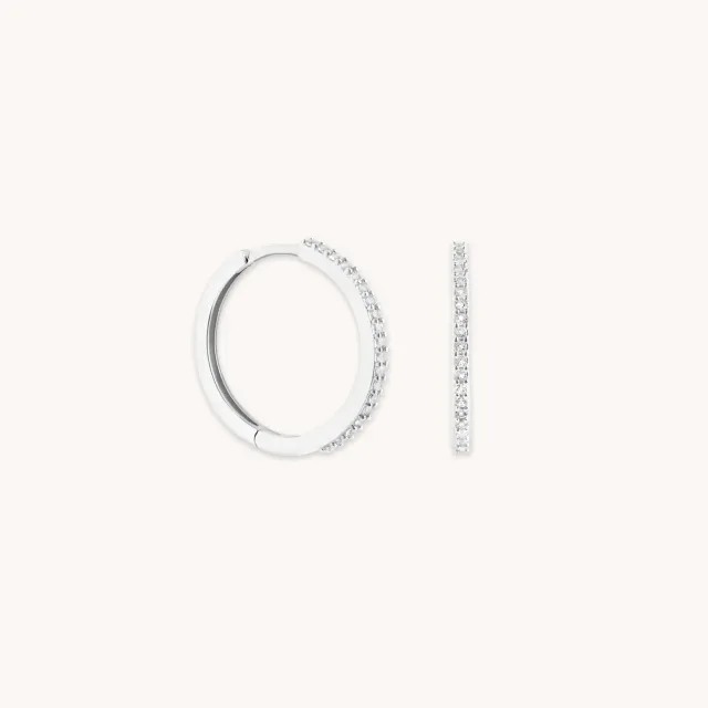 Astrid & Miyu White Topaz Pavé Hoops créoles or blanc topaze