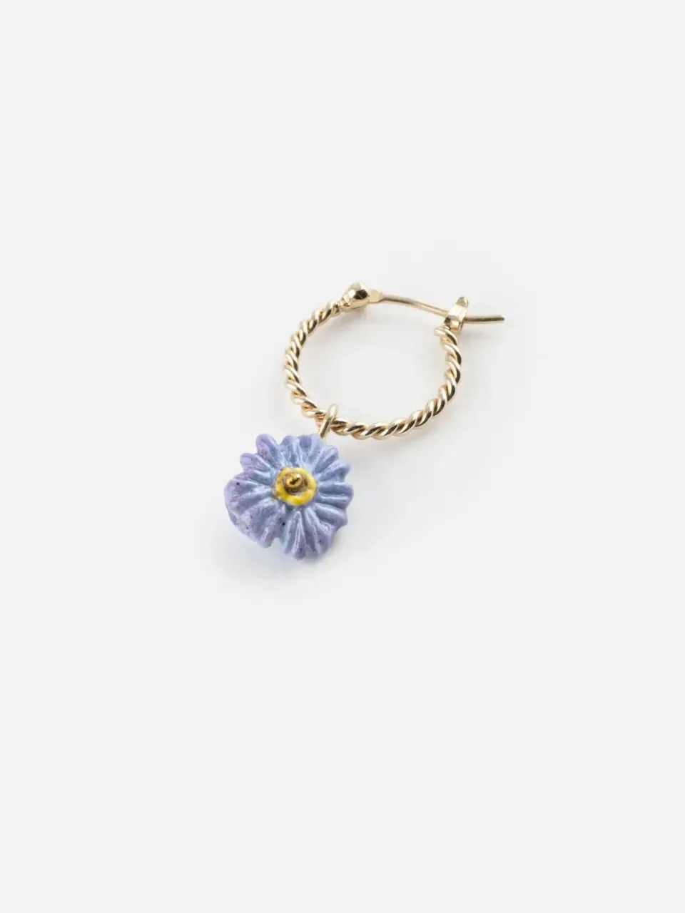 Nach Bijoux Mini créole fleur anémone blue boucle d'oreille porcelaine